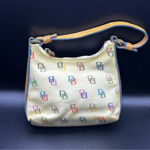 Dooney & Bourke Itsy Bitsy Ivory Multi-Color Monogram MIni Handbag. - Picture 2 of 8